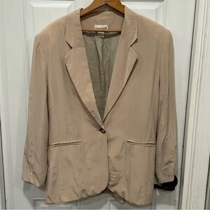 VINTAGE POTOMAC COLLECTION WOMEN'S 100% SILK BLAZER, SIZE MED, BEIGE